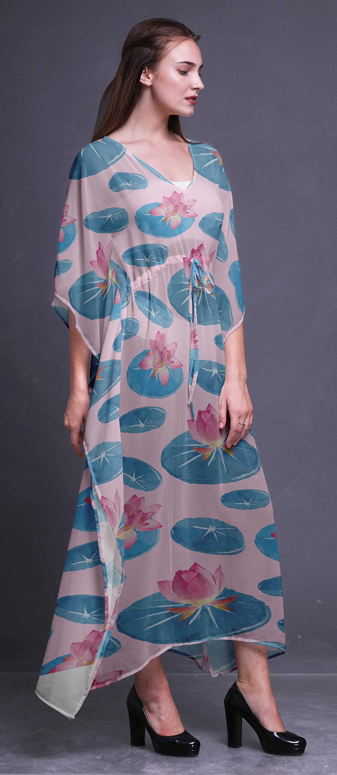 Bimba Beach Kaftan - Women's Long Maxi Dress Bikini Cover Up, Summer Kimono Style Caftan for Pool, Vacation & Boho Fashion