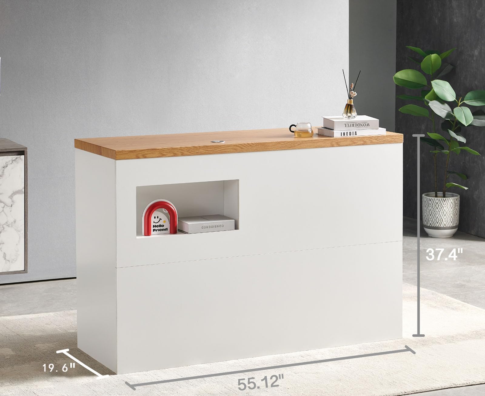 Modern Reception Desk Counter - Lockable Drawers Office Furniture for Clothing Stores, Beauty Salons & Bars | White Front Counter Table with Cashier Station | Perfect for Retail Shops, Spas & Hospitality Businesses