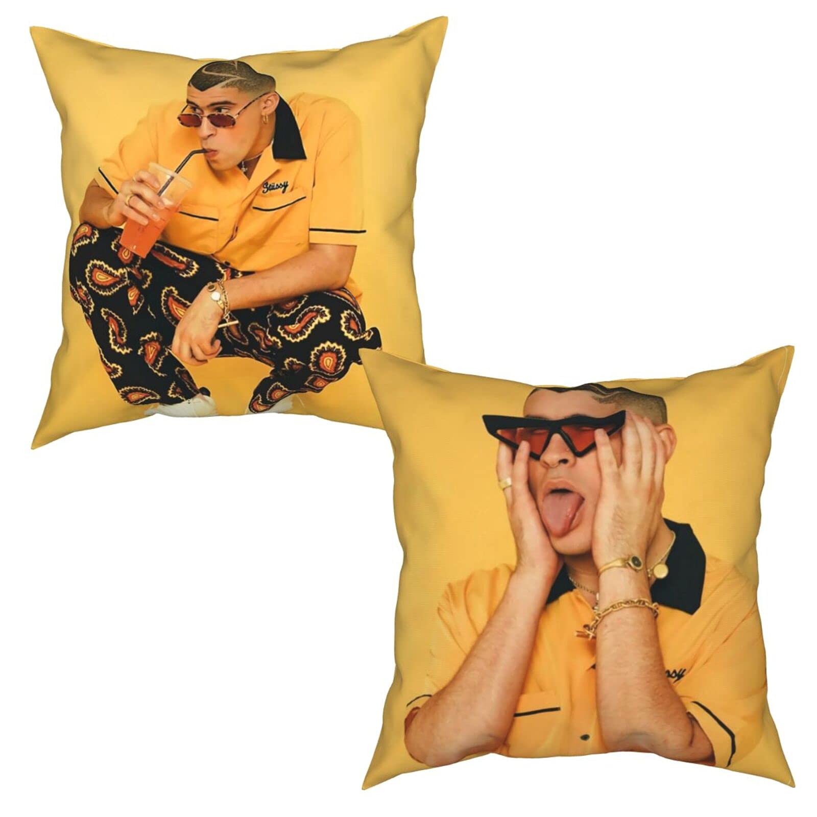 GLGL Bad Bun-ny Throw Pillow Covers 18x18 Set of 2 - Personalized Decorative Pillow Cases for Sofa, Couch & Chair - Farmhouse Home Decor in Black (18x18 Inches) - Perfect for Living Room, Bedroom & Nursery Accents