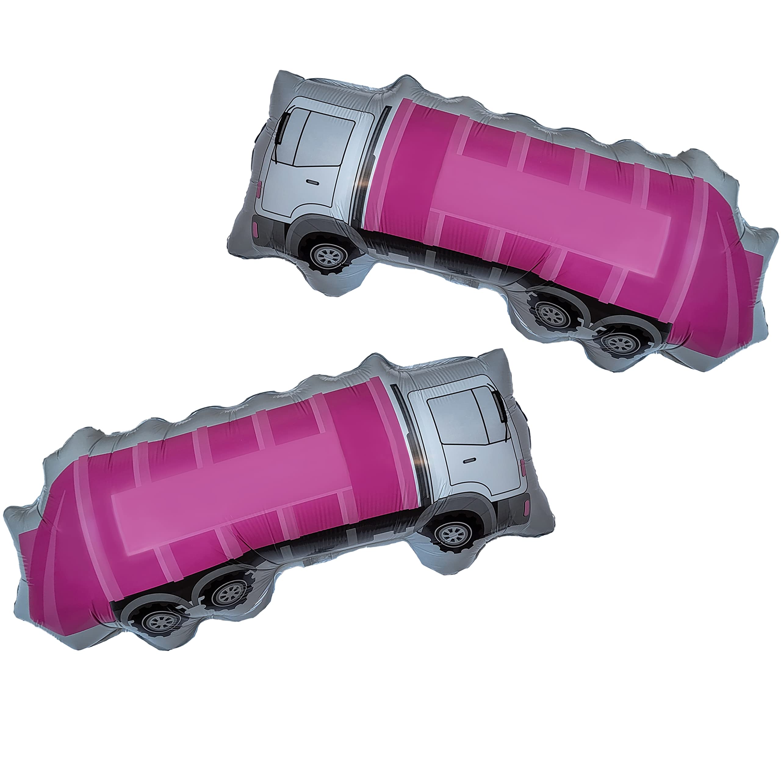 Garbage Truck Balloons - 2 Large Trash Truck Foil Balloons for Birthday Party Decorations - Perfect for Kids Birthday, Truck Themed Party, Baby Shower & Events - Includes Ribbon (Green & Pink) - Ideal for Wall Decor, Photo Backdrops & Party Supplies