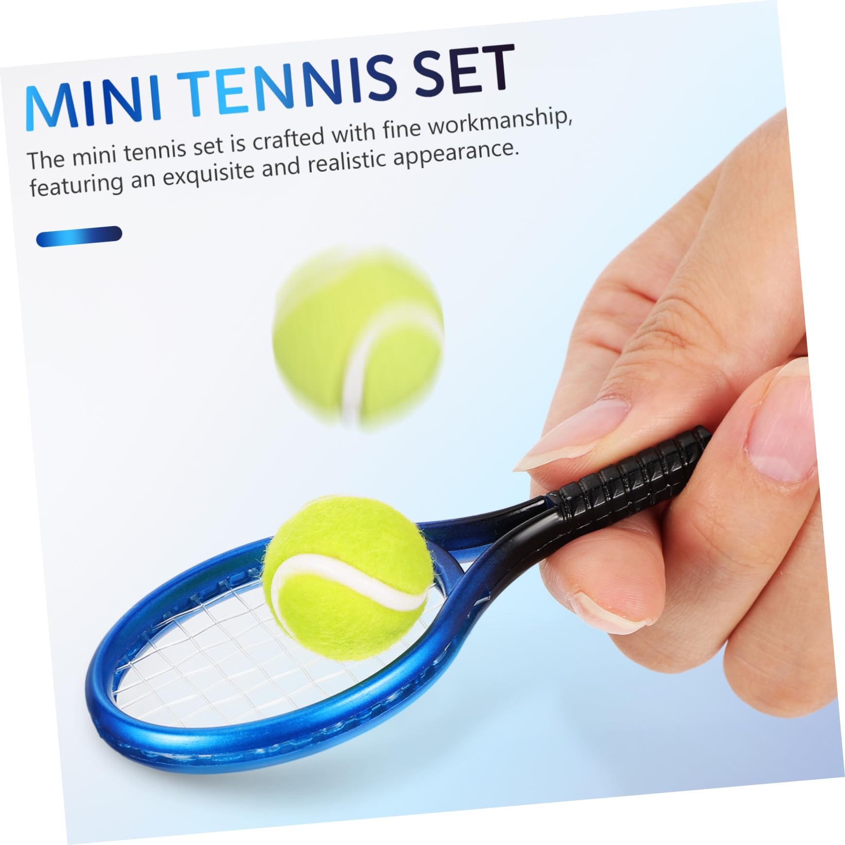 Balacoo 4-Piece Mini Tennis Set - Dollhouse & Youth Tennis Rackets with Keychain Holder - Perfect for Dollhouse Play, Kids Sports & Tennis Enthusiast Gifts