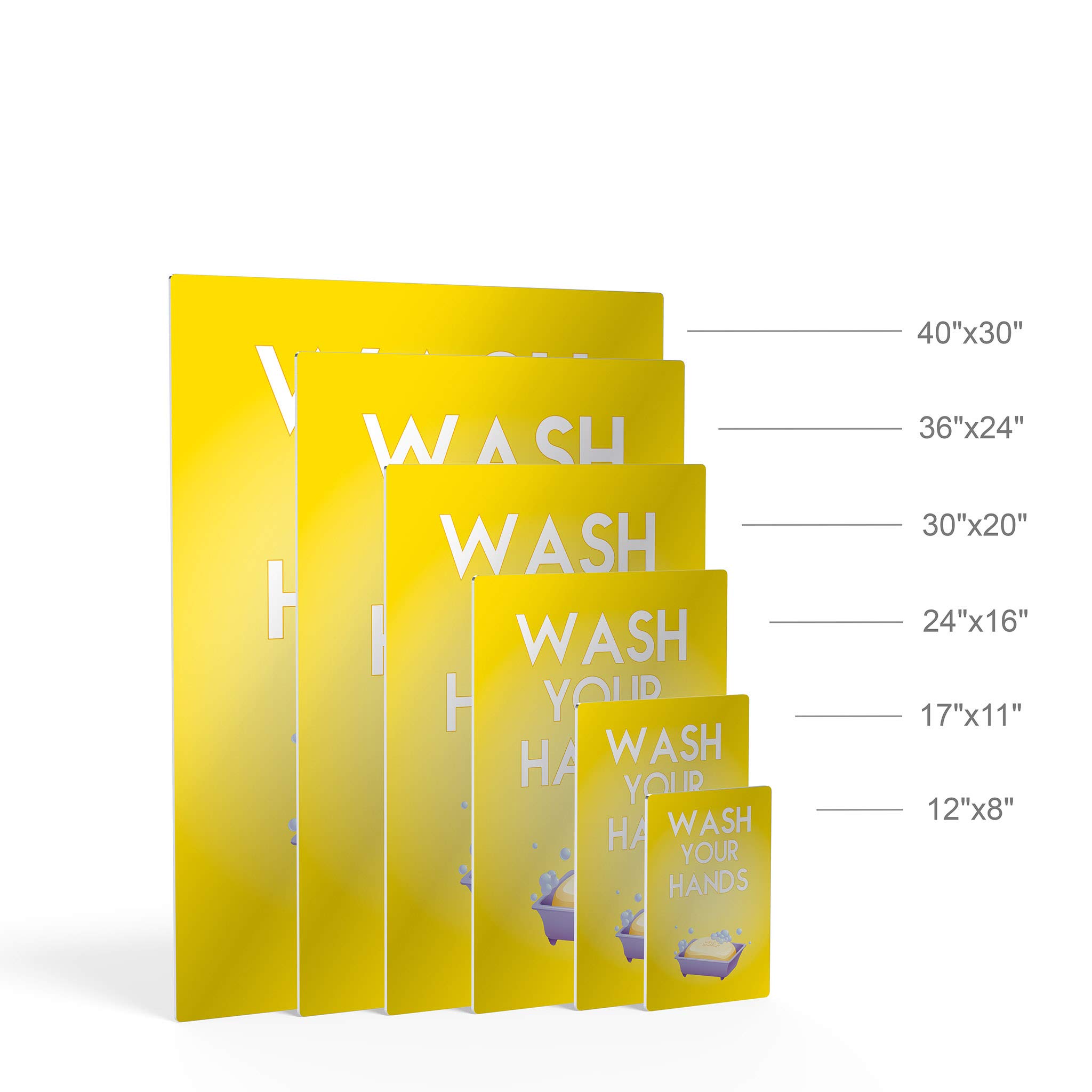 Smile Art Design 'Wash Your Hands' Quote Metal Print - 17x11 Inch Bathroom Wall Decor for Kids, Nursery & Home - Ready to Hang Made in USA - Perfect for Bathrooms, Playrooms & School Hygiene Education