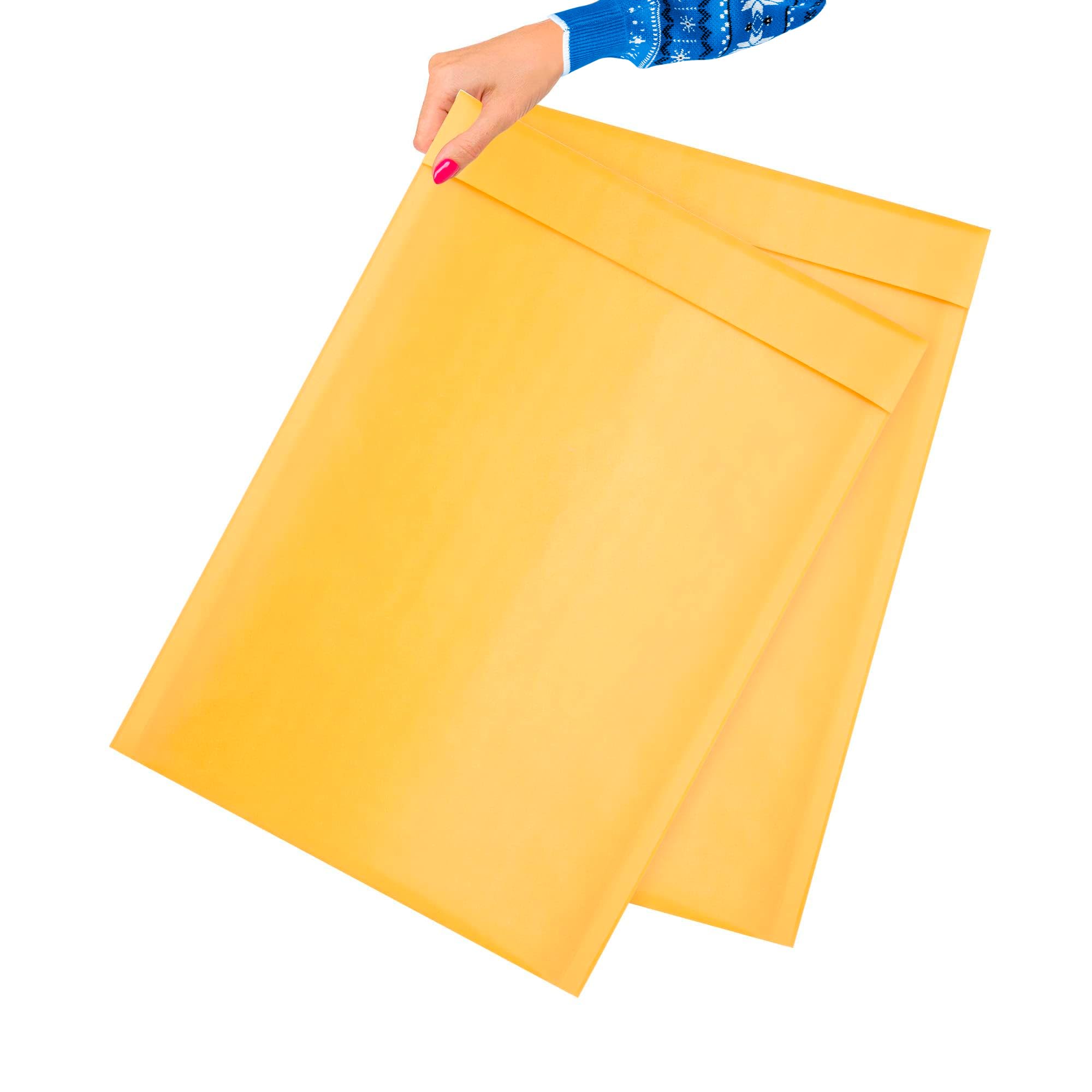 ABC Gold Kraft Bubble Mailer Envelopes 12.5x18 Inch - 100 Pack Self Seal Padded Shipping Envelopes | Water-Resistant & Opaque Kraft Mailers for Jewelry, Cosmetics, Small Business Shipping & Ecommerce Packaging