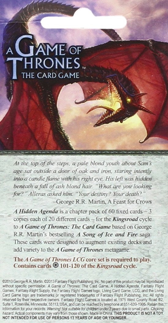A Game of Thrones: The Card Game - Hidden Agenda Chapter Pack | Strategy Card Game for Fans | Perfect for Game Nights & Collectors