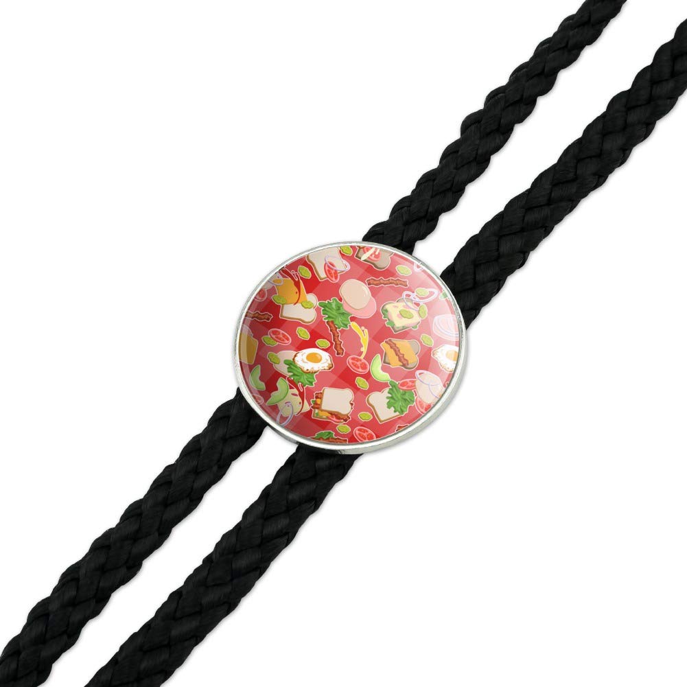 GRAPHICS & MORE Western Cowboy Bolo Tie - Messy Sandwich Pattern with Bread, Cheese, Bacon, Lettuce & Egg Design - Perfect for Rodeos, Country Music Festivals & Western-Themed Parties