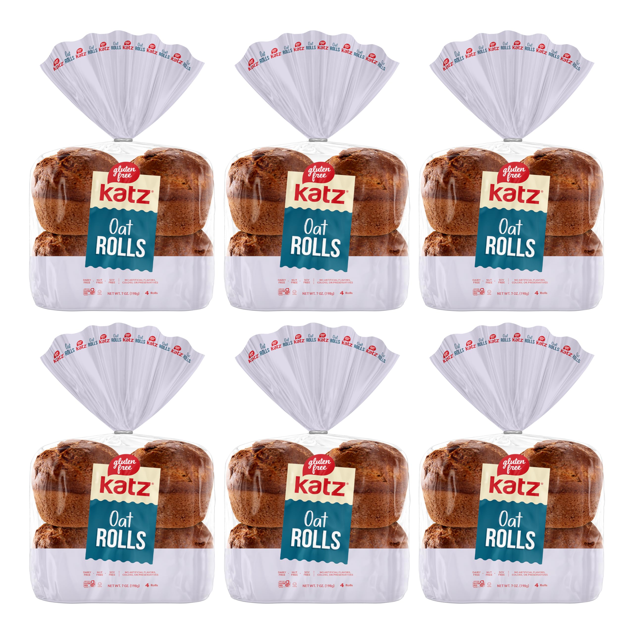Katz Gluten Free Oat Rolls - 24 Pack (6x4 Rolls, 9oz Each) | Dairy Free, Nut Free, Soy Free, Kosher Certified | Perfect for Sandwiches, Breakfast & Celiac-Friendly Diets