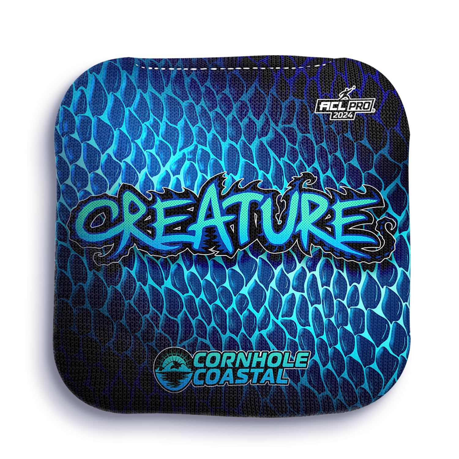 Professional Regulation Cornhole Coastal Set of 4 Corn Hole Bags for Outdoor Toss Games - Perfect for Beach, Backyard & Tailgating Parties (Creature Design) - All Skill Levels