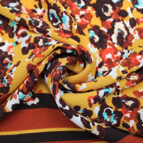 Golden Mustard Aqua Animal Print Chiffon Fabric - DIY Dresses & Scarves