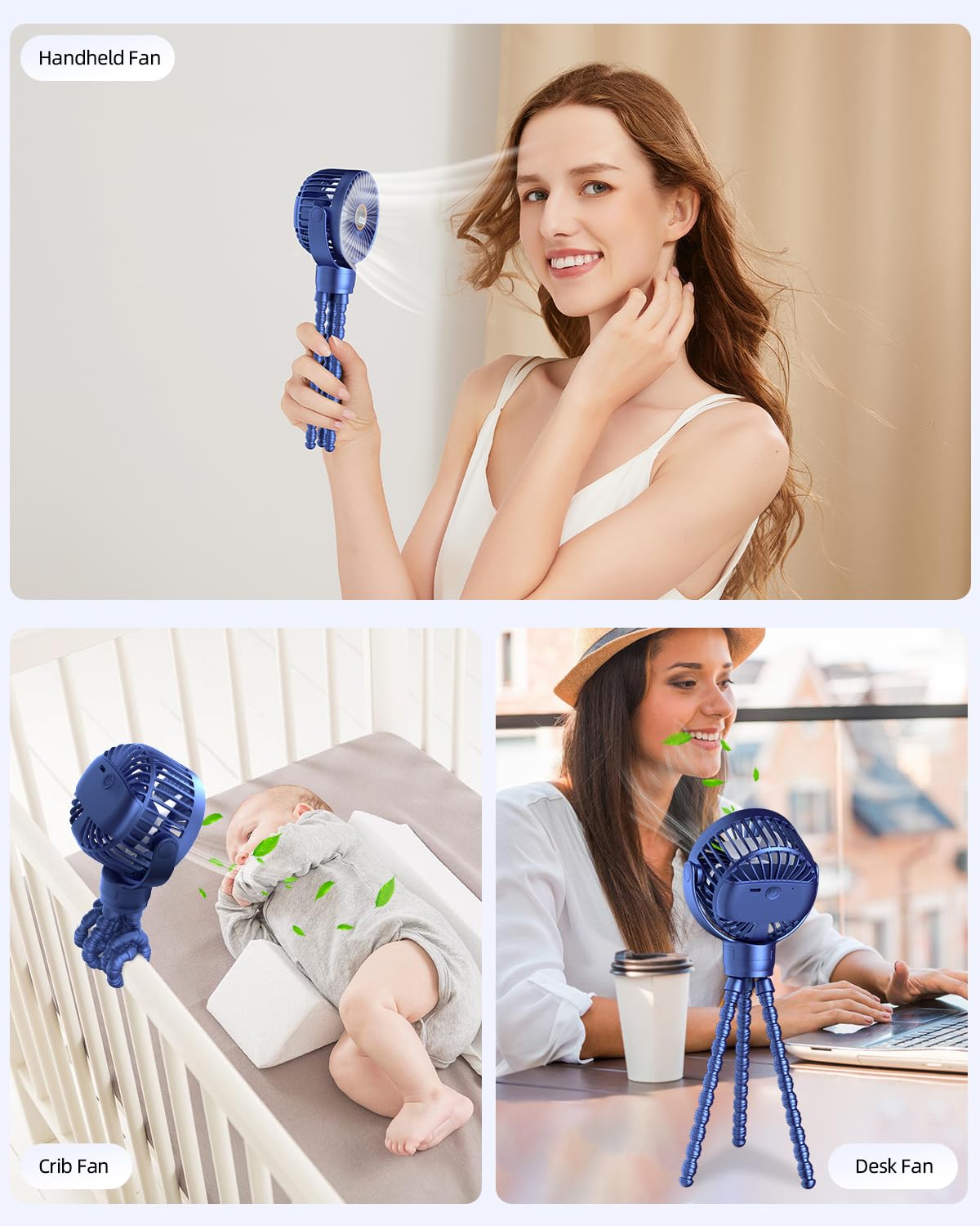 KIDEE Portable Baby Stroller Fan with LED Display - 360° Rotating Flexible Tripod, Rechargeable Mini Clip Fan for Car Seat, Crib & Travel | Handheld Cooling Fan for Home, Office & Gym Use