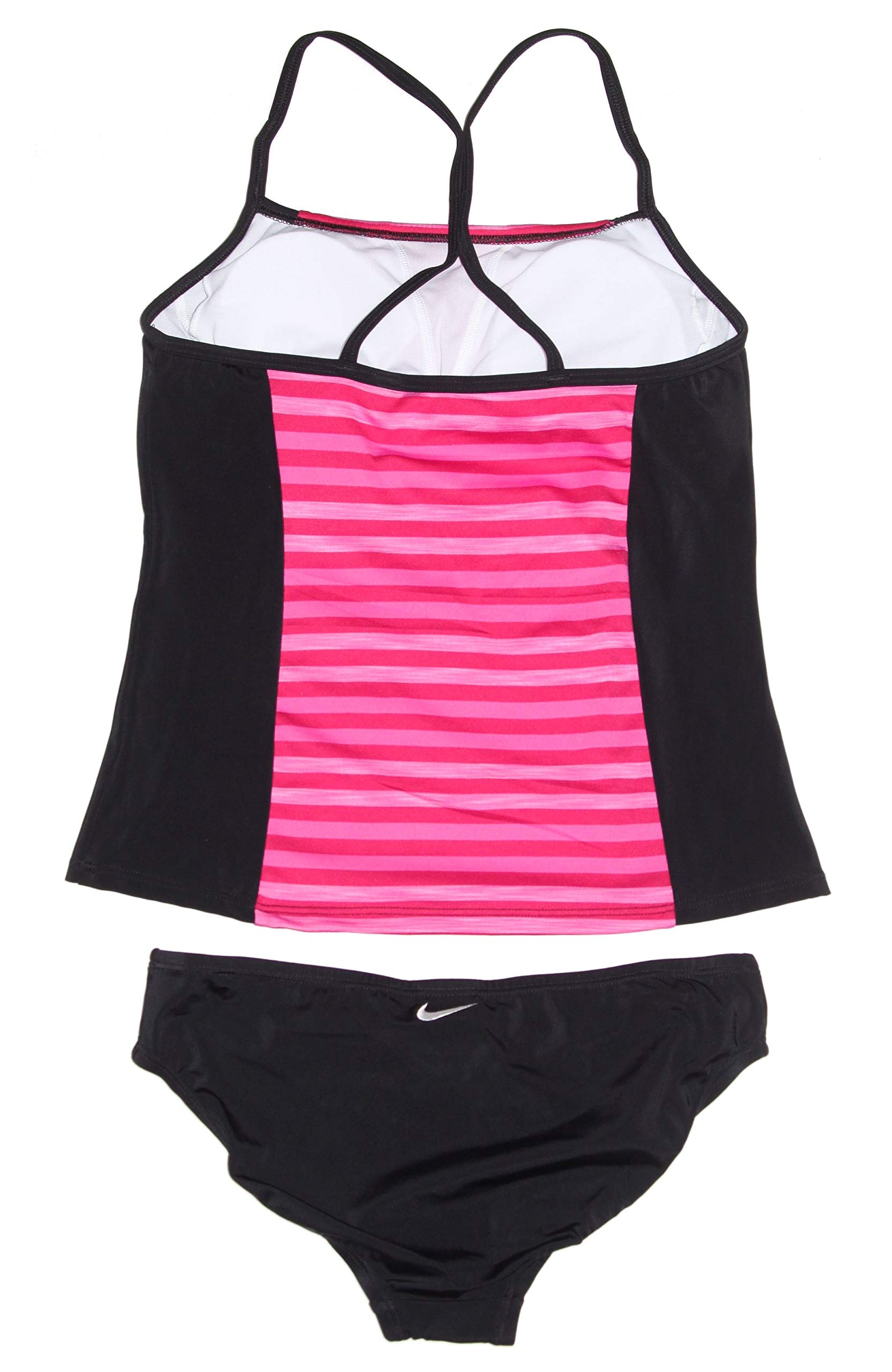 Nike Women's Athletic 2-Piece Tankini Swimsuit - Small Size, Pink Heather/Magenta/Black - Perfect for Swimming, Beach Vacation & Water Sports