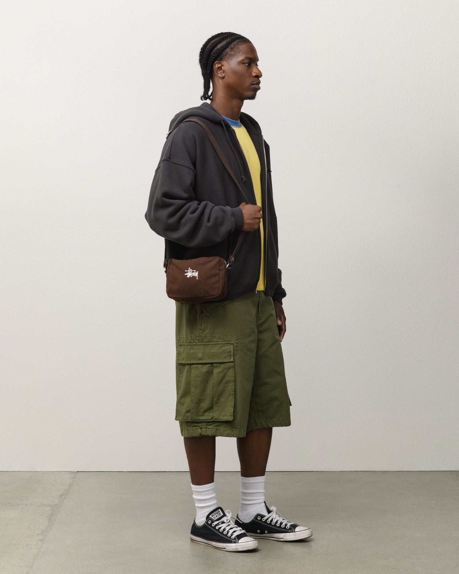 134255 Brown Canvas Side Pouch - Durable & Stylish Waist Bag for Hiking, Travel & Outdoor Adventures