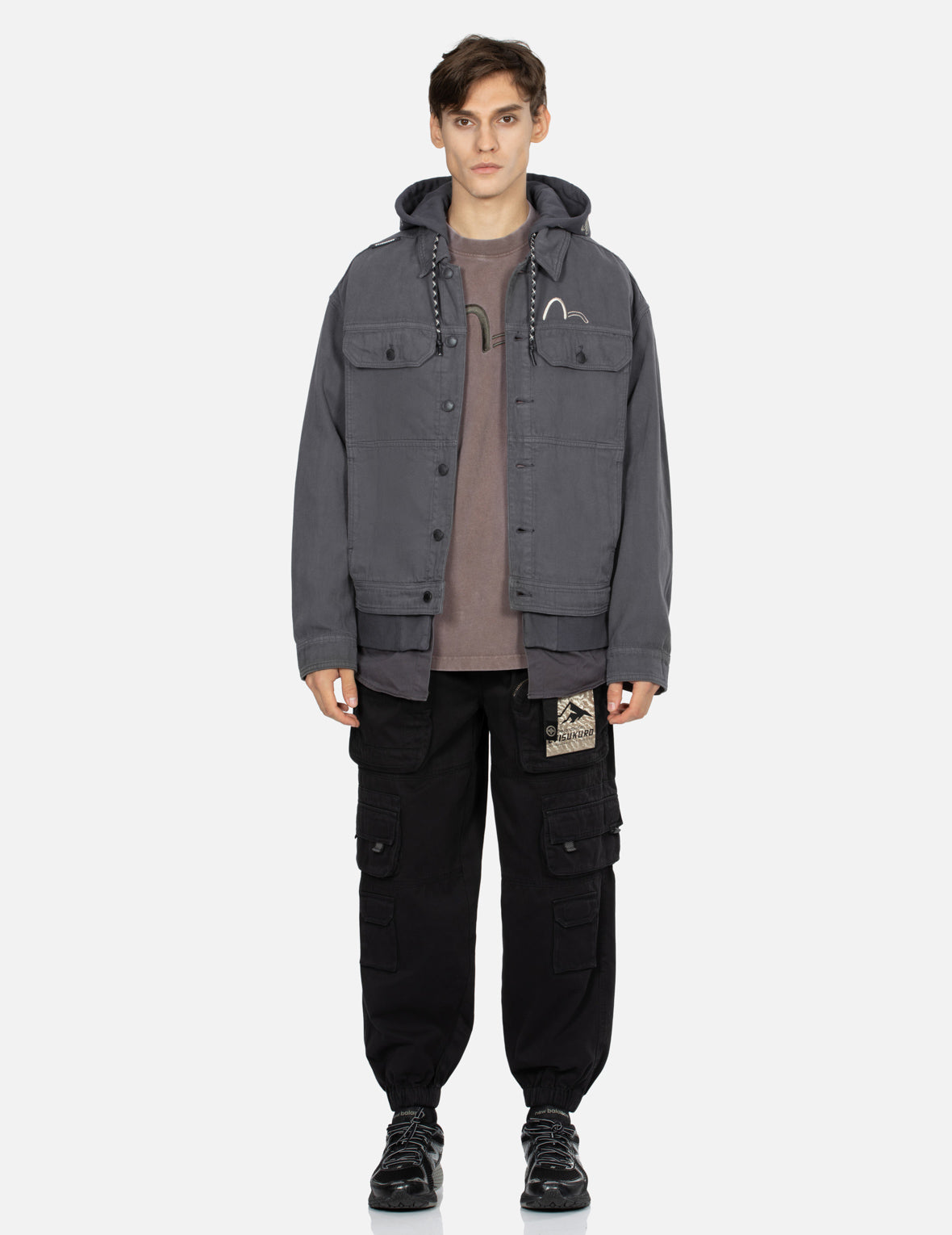 Monogram Embroidered Hooded 3-in-1 Loose Fit Jacket for Men & Women | Waterproof Windbreaker for Outdoor Activities, Hiking & Casual Wear