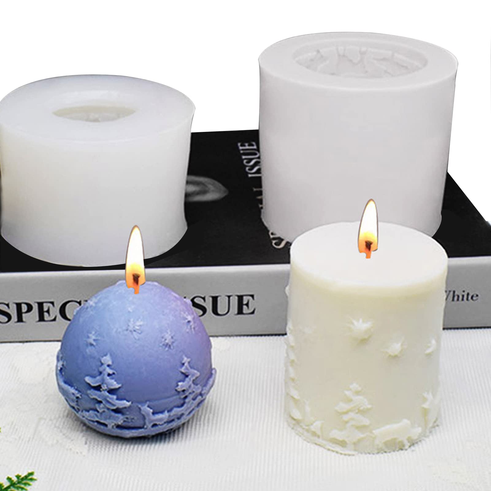 Premium 2-Pack Christmas Candle Molds - Food Grade Silicone Cylinder Molds for DIY Candle Making, Soap Crafting & Resin Art | Perfect for Holiday Gifts, Home Decor & DIY Projects (Size C)