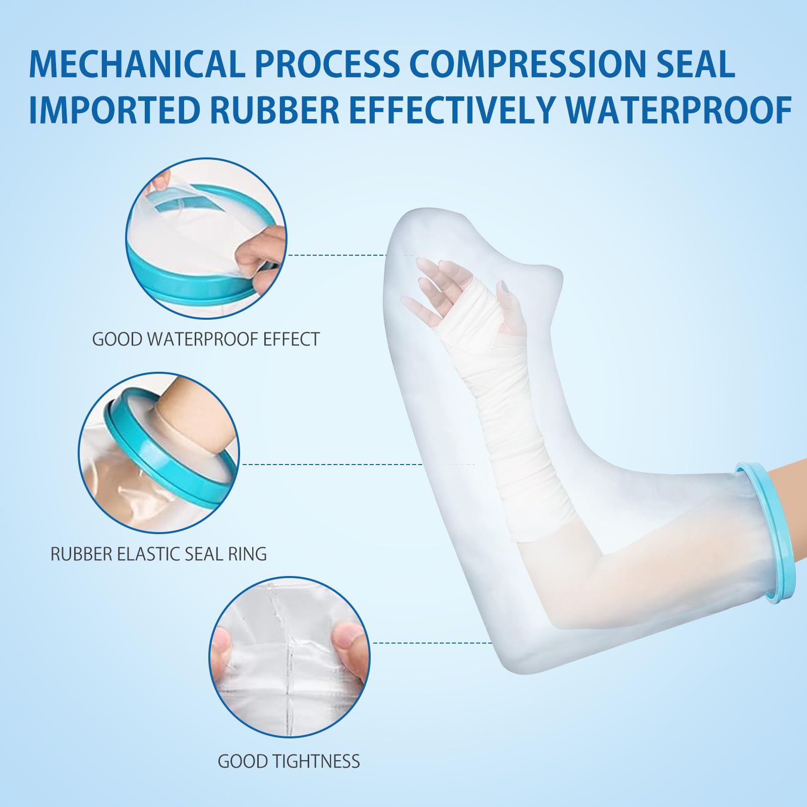 Waterproof Arm Cast Cover for Shower - Soft & Comfortable Cast Protector for Broken Arm, Surgery Recovery, Wounds & Burns - Reusable Medical Shower Sleeve for Daily Use & Post-Op Care