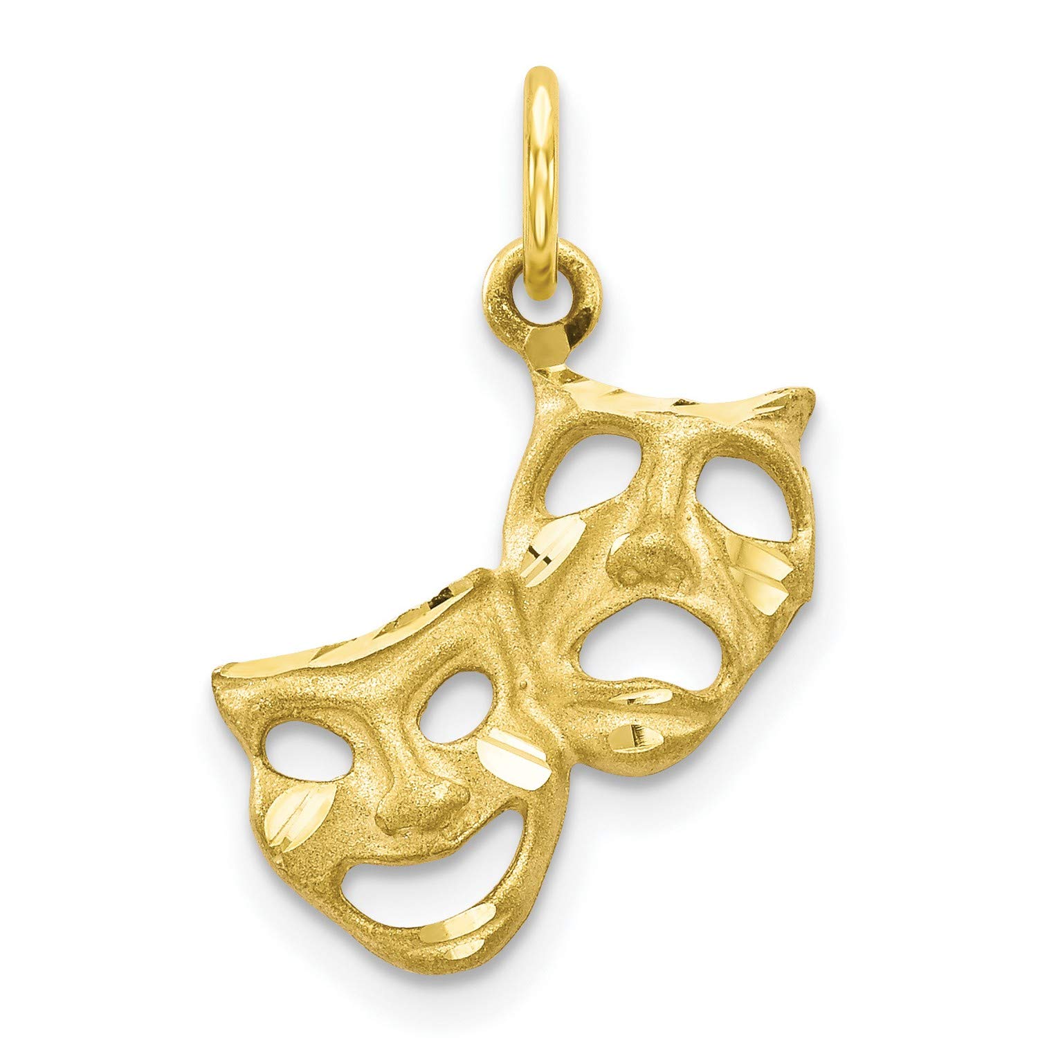 10K Yellow Gold Comedy and Tragedy Masks Charm Pendant - 21mm x 16mm - Perfect for Necklaces, Bracelets, and Theatrical Jewelry Gifts