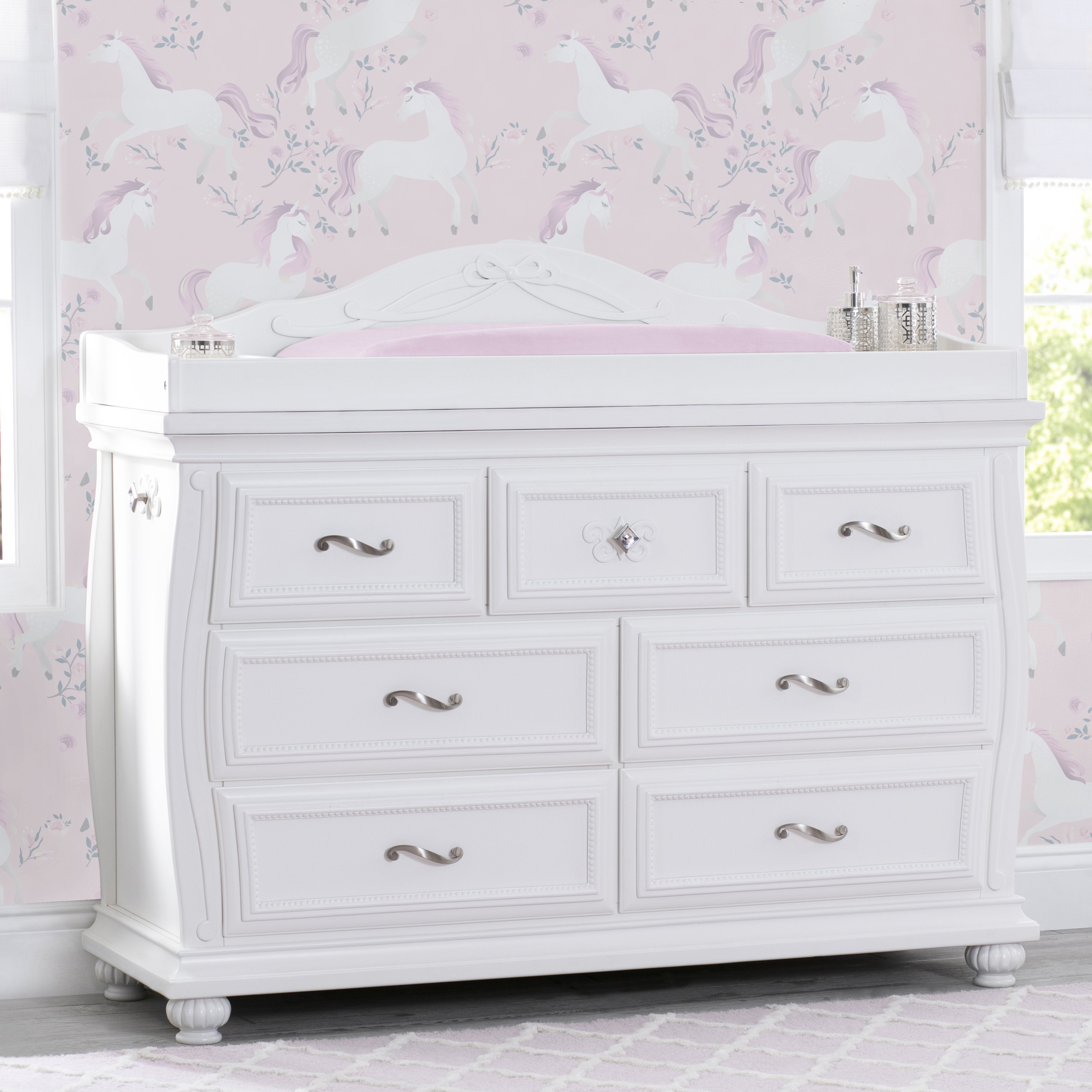 Fairytale 7-Drawer Baby Dresser with Changing Table Top - Nursery Storage Solution for Diapers, Clothes & Baby Essentials | Perfect for Newborns & Toddlers' Bedroom Organization