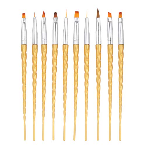 10pcs/Set Professional Nail Art Brush Kit - UV Gel Nail Builder, Painting & Drawing Pen Brushes for Acrylic & Gel Nail Art Design - Perfect for Salon, Home Manicure & DIY Nail Artists