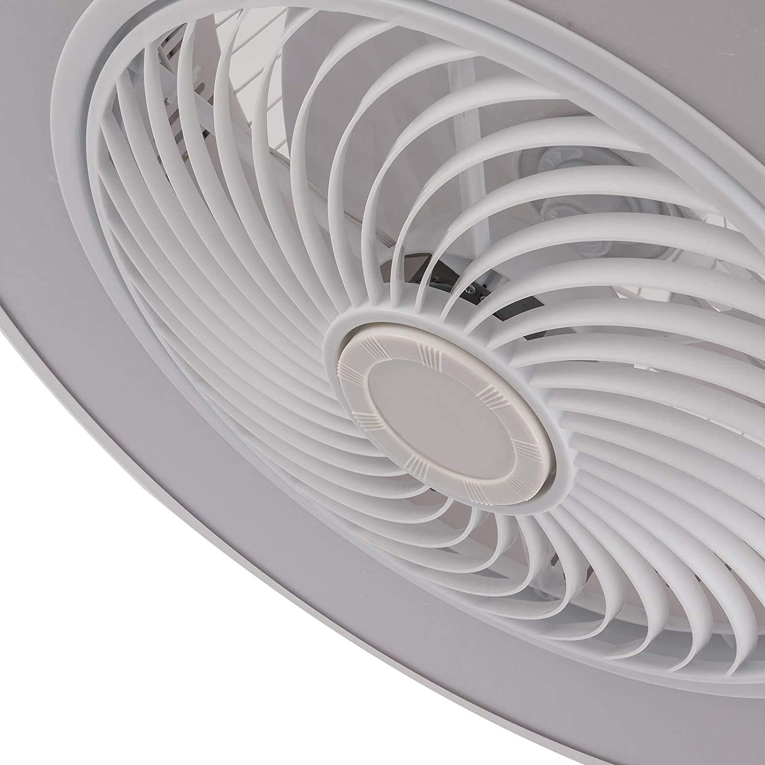 Modern 22-inch White Macaron Flush Mount Ceiling Fan with Remote Control - LED 3-Color Lighting, 4 ABS Blades, Ultra Quiet Motor - Perfect for Indoor Kitchen, Bathroom, Bedroom & Living Room Spaces