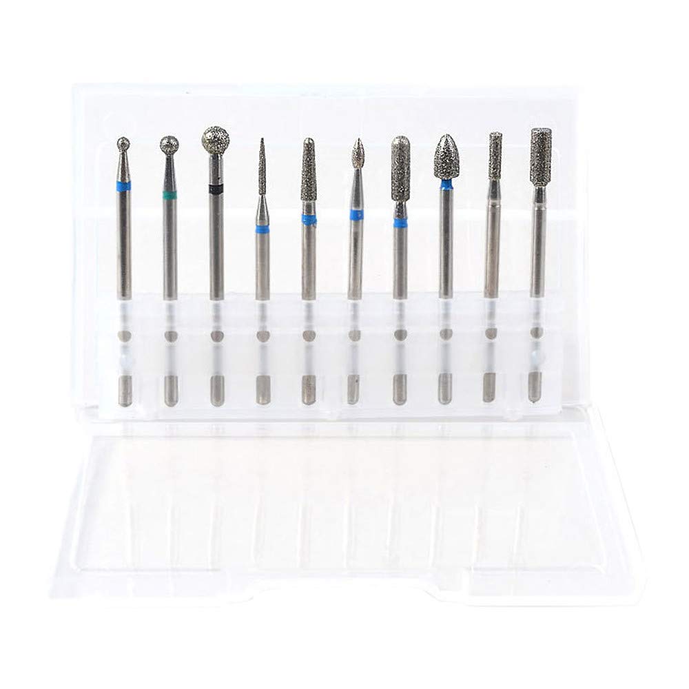 10PCS Diamond Nail Drill Bits for Electric Nail Machine - Professional Nail Art Grinding Tips for Manicure & Pedicure - Perfect for Salon, Home Use & DIY Nail Care