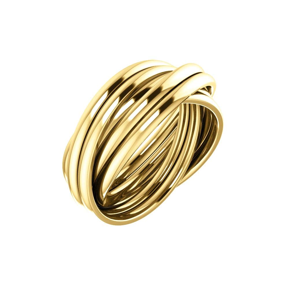 Bonyak 14k Yellow Gold 6-Band Rolling Ring for Women - Size 6, Dainty Stackable Ring for Everyday Wear, Wedding, Anniversary Gift