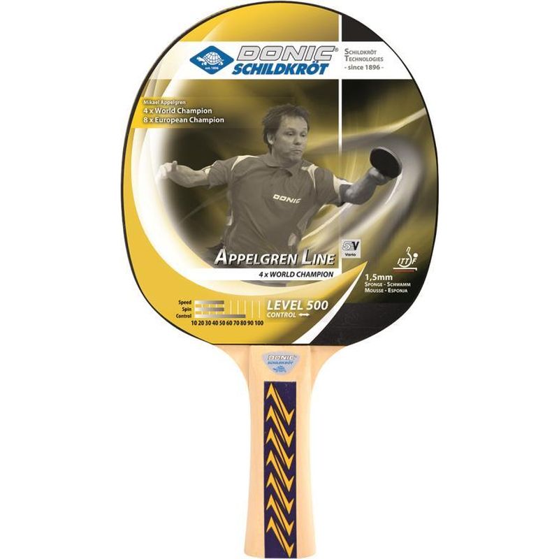 Donic Schildkröt Waldner Applegreen 500 Table Tennis Racket - Professional Ping Pong Paddle for Training & Competitive Play
