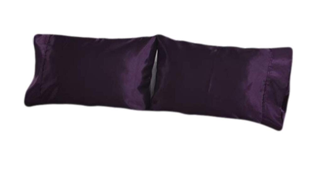 Silky Satin Pillowcase Set - 2 Pack, Queen Size, Wrinkle-Free for Hair & Skin Care - Purple