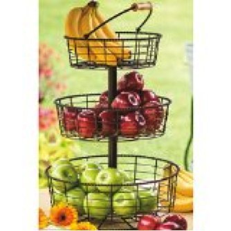 3-Tier Decorative Wire Fruit Basket - Rustproof Kitchen Countertop Organizer for Fruits, Vegetables & Snacks | Perfect for Pantry, Dining Table & Farmhouse Decor