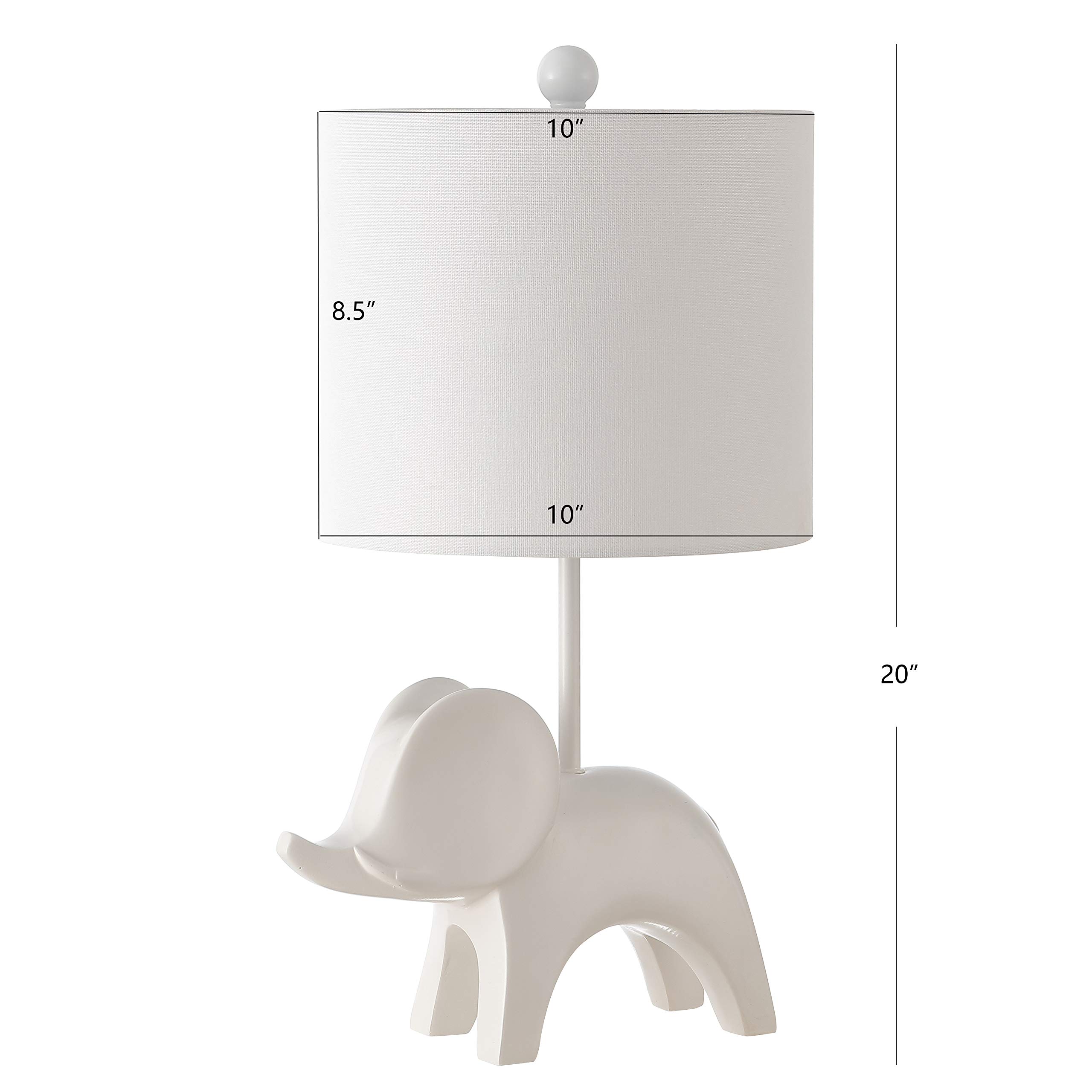 Safavieh Ellie Elephant White Ceramic Table Lamp - 20 Inch Kids Room Decor, LED Bulb Included - Perfect for Bedroom, Nursery, Living Room & Home Office Lighting
