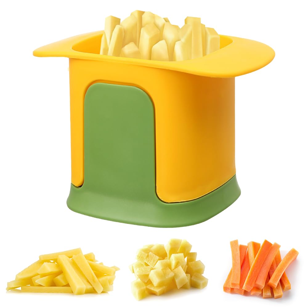 Stainless Steel French Fry Cutter - Professional Potato Slicer for Fries, Cucumbers, Carrots & Onions | Multi-Purpose Vegetable & Fruit Chopper | Perfect for Home Cooking, Restaurants & Meal Prep