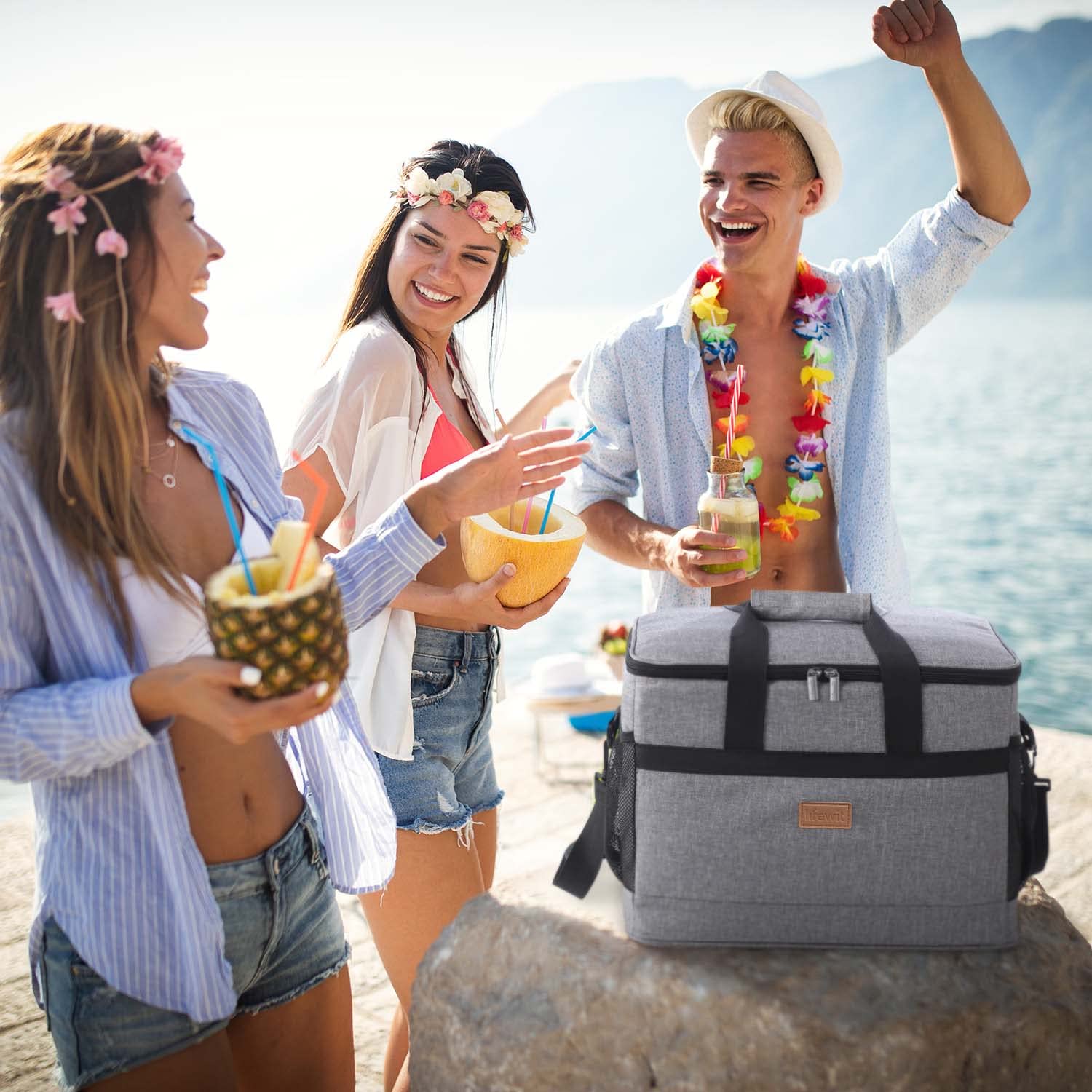 Lifewit Collapsible Insulated Cooler Bag - 50 & 40 Can Capacity, Leakproof Soft Tote for Camping, BBQ, Picnics, Beach Trips, and Family Outdoor Adventures