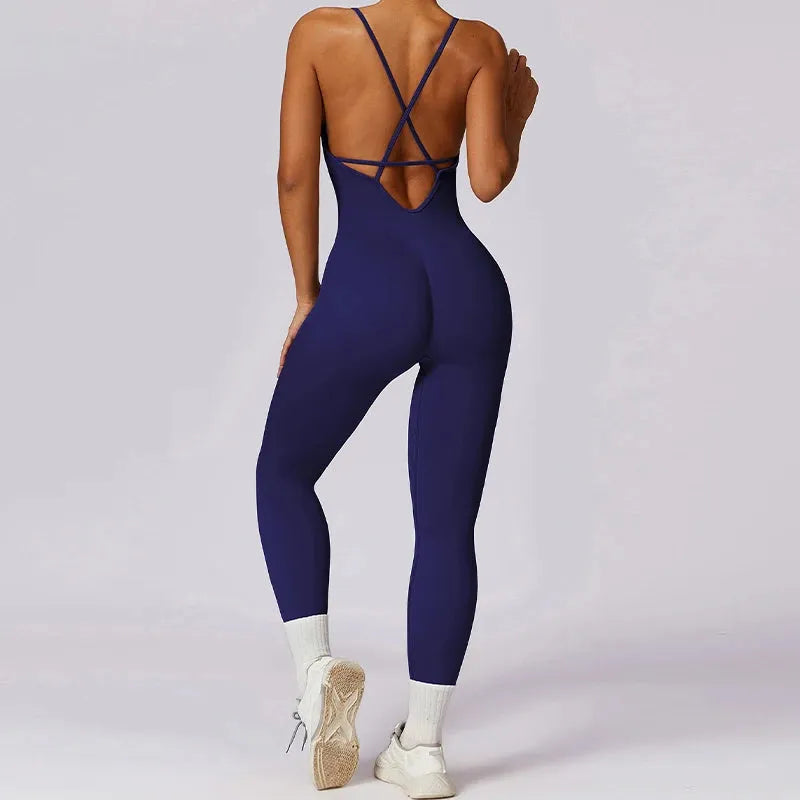 Seamless One Piece Jumpsuit for Women - Sleeveless Push Up Romper Yoga Workout Bodysuit - Perfect for Gym, Running, Yoga & Activewear