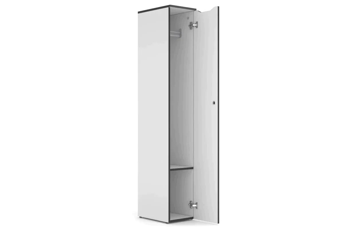 White Melamine Locker - Single Door School/Office Storage Cabinet - Durable & Space-Saving for Classrooms, Gyms, and Workplaces