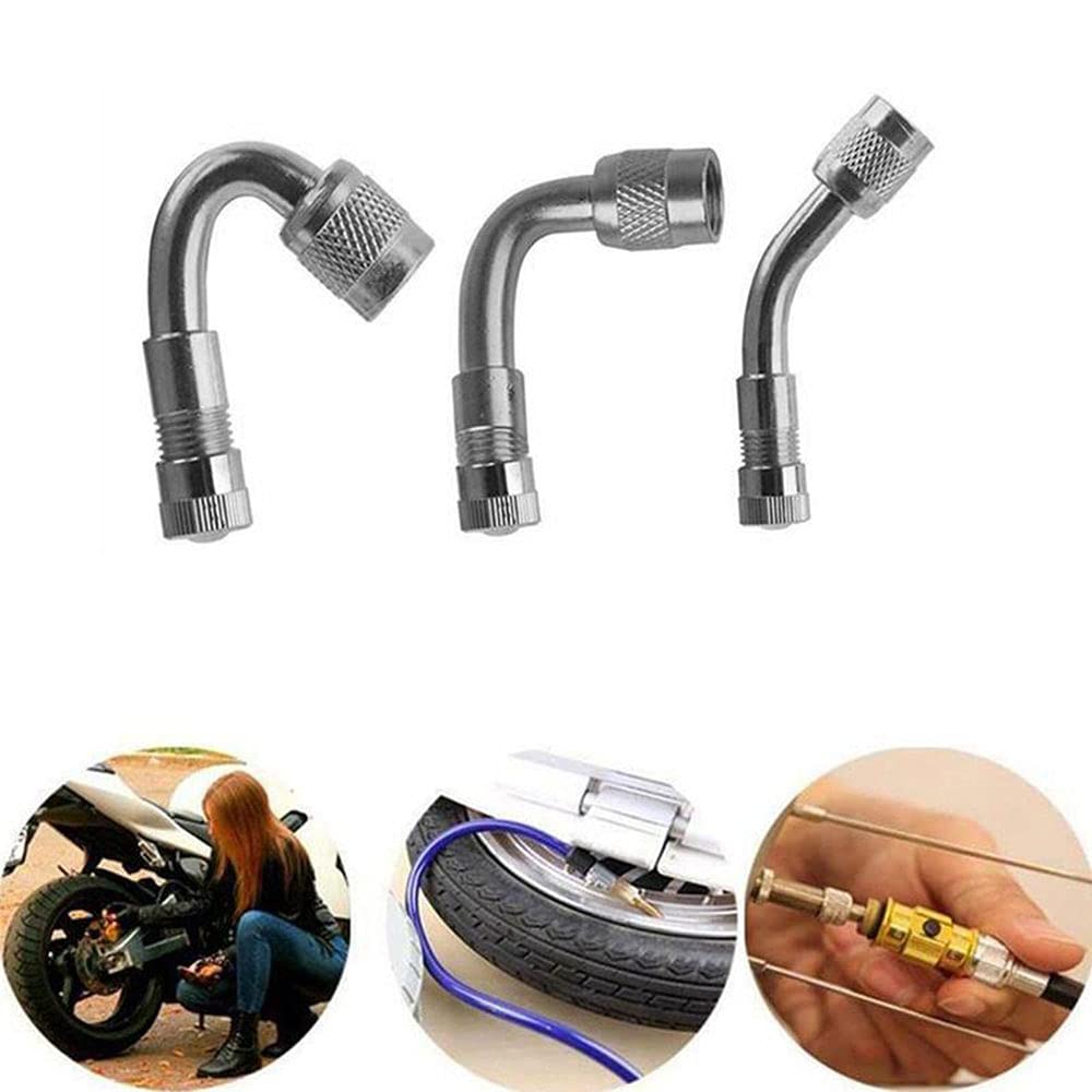 6-Pack Valve Stem Extenders - 45° 90° 135° Angle Tire Valve Extensions for Dual Wheels, Cars, RVs, Strollers, Bikes, Motorcycles & Trailers - Perfect for Inflating Hard-to-Reach Tires