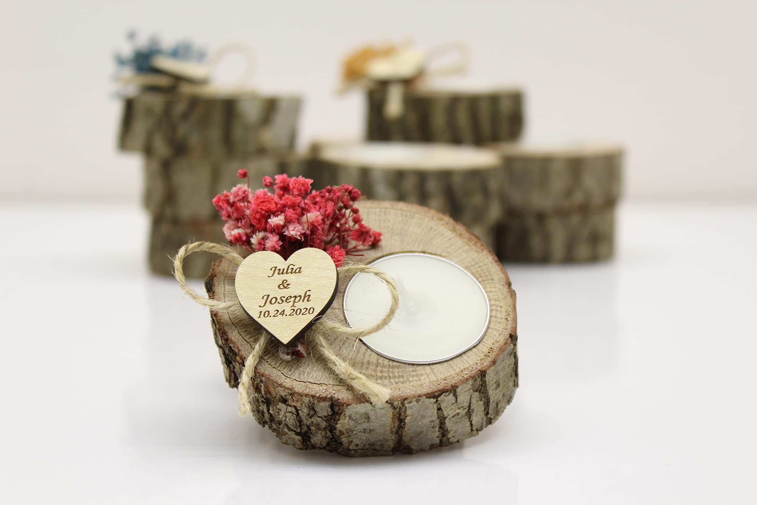 100-Piece Rustic Wood Tealight Candle Holders Bulk Set - Personalized Wedding Favors, Bridal Shower Gifts & Funeral Memorials - Perfect for Wedding Guest Gifts, Home Decor, and Romantic Ambiance Lighting