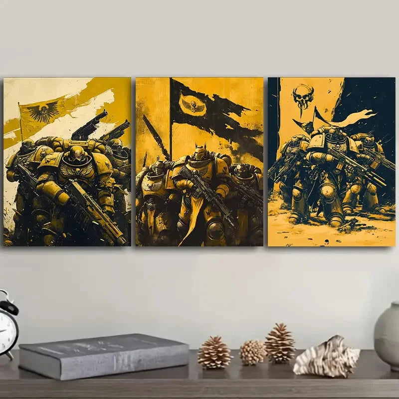 3-Piece Soldiers on the Planet Wall Art Set - Framed Canvas Prints 40x60cm - High Quality Australian Made Wall Decor - Perfect for Living Room, Bedroom & Office Decor