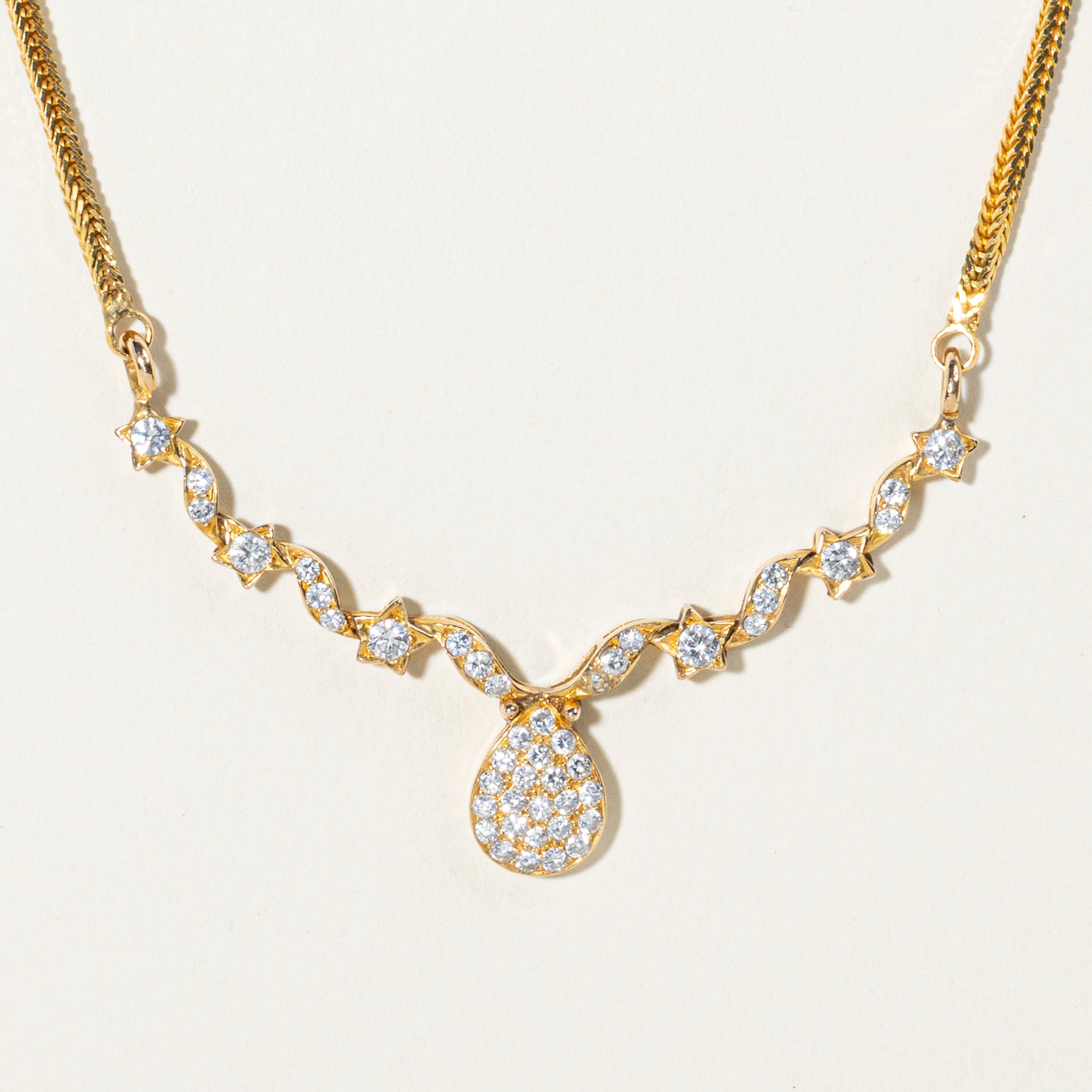 1.06ctw Diamond Cluster Pendant Necklace - 16