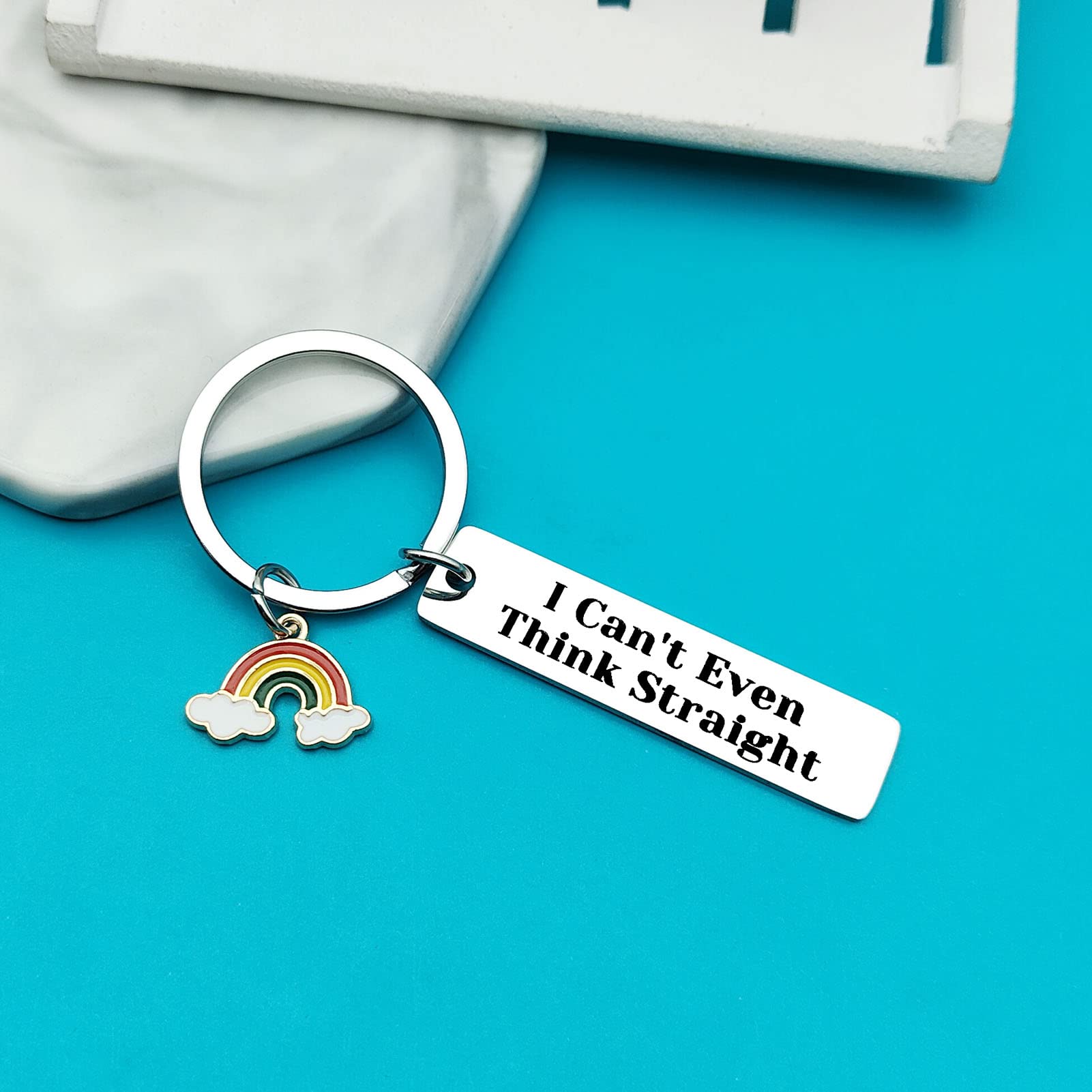 Funny Gay Pride Keychain - 'I Can't Even Think Straight' LGBT Jewelry - Lesbian & Gay Gifts for LGBTQ+ Community - Perfect for Pride Month, Coming Out, or Everyday Carry
