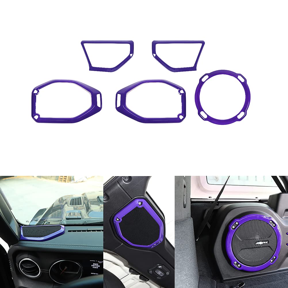 Hycar ABS Car Speaker Cover Set - Purple Top Roof, A Pillar & Trunk Speaker Trim for 2018-2021 Jeep Wrangler JL Rubicon | Interior Accessories for Off-Roading & Car Customization