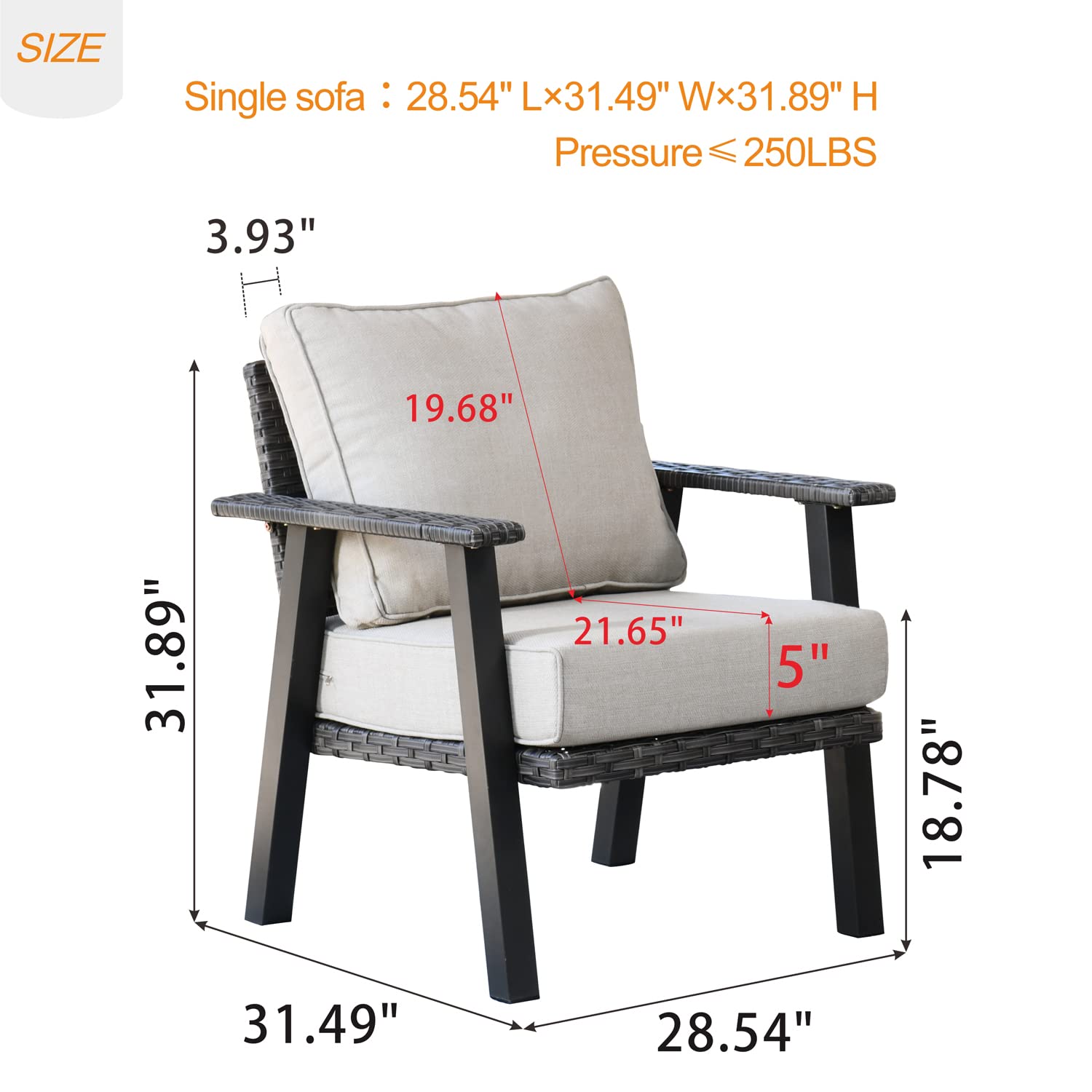 **Ovios Patio Chairs Set of 2 - All-Weather Wicker Rattan Outdoor Chairs with Comfortable Cushions, High Back Single Sofa for Porch, Garden, Backyard, Deck - Beige - Perfect for Relaxing, Lounging, and Entertaining Guests**