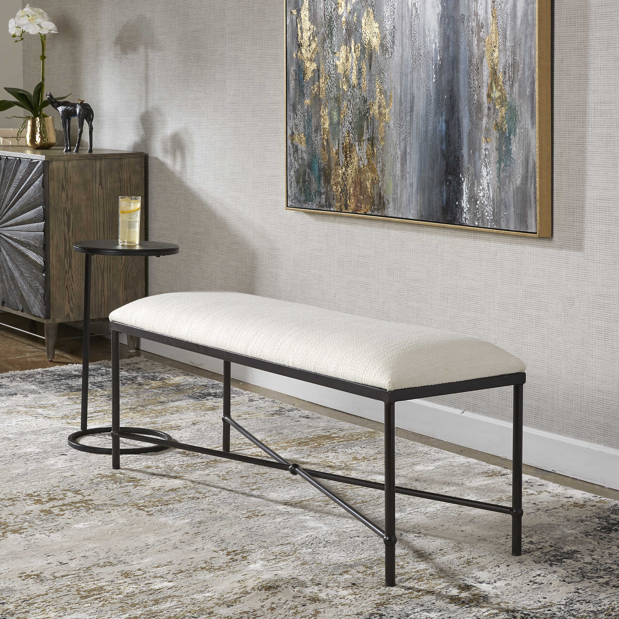 Madison Wooden Bench - Rustic Farmhouse Style Indoor/Outdoor Seating for Patio, Garden, or Living Room - Durable & Comfortable Home Decor Furniture