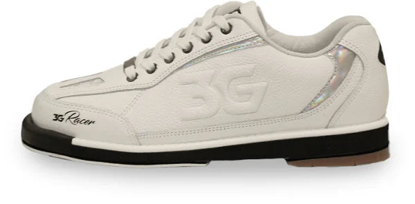 3G Men's Racer White/Holo Right-Handed Wide Width Bowling Shoes - Perfect for Competitive Bowling & League Play