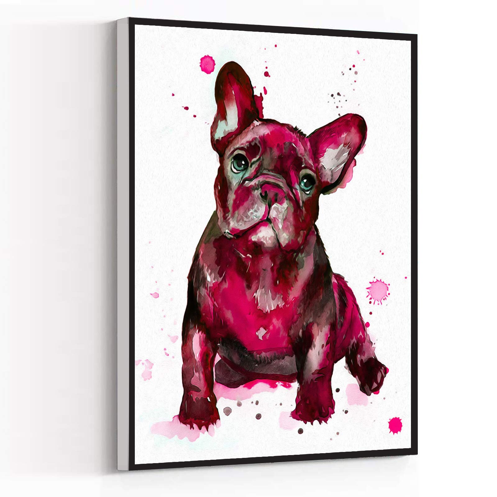 French Bulldog Watercolor Canvas Art - 12''x18'' Framed Modern Wall Decor for Office, Living Room, Bedroom & Dining Room | Funny Home Decor, Unique Gift Idea for Dog Lovers