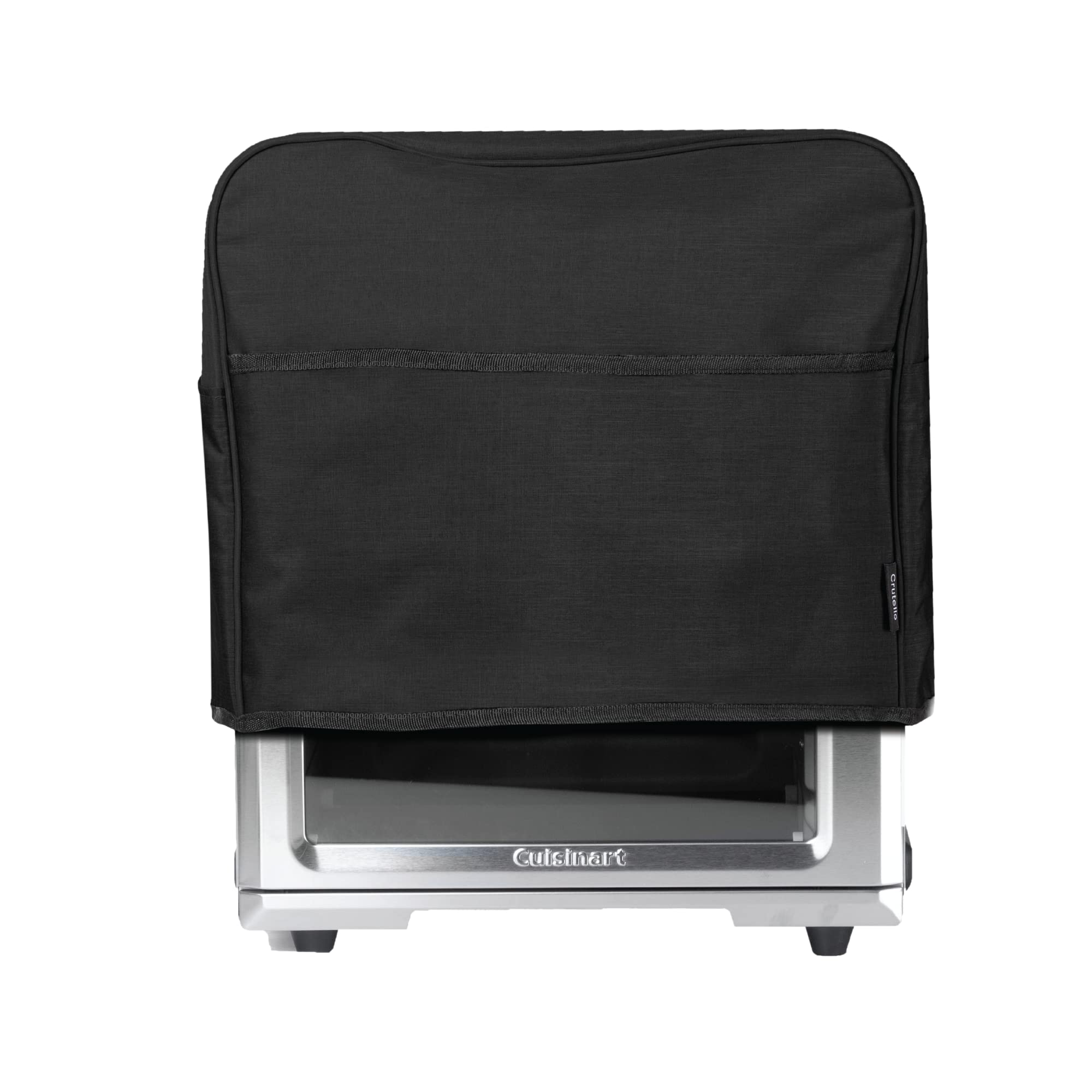 Crutello Convection Toaster Oven Cover with Storage Pockets - Large Heat-Resistant Toaster Cover for Machines Up to 17 x 15 x 14 Inches - Black Countertop Oven Protector - Perfect for Kitchen, RV, Dorm & Small Spaces