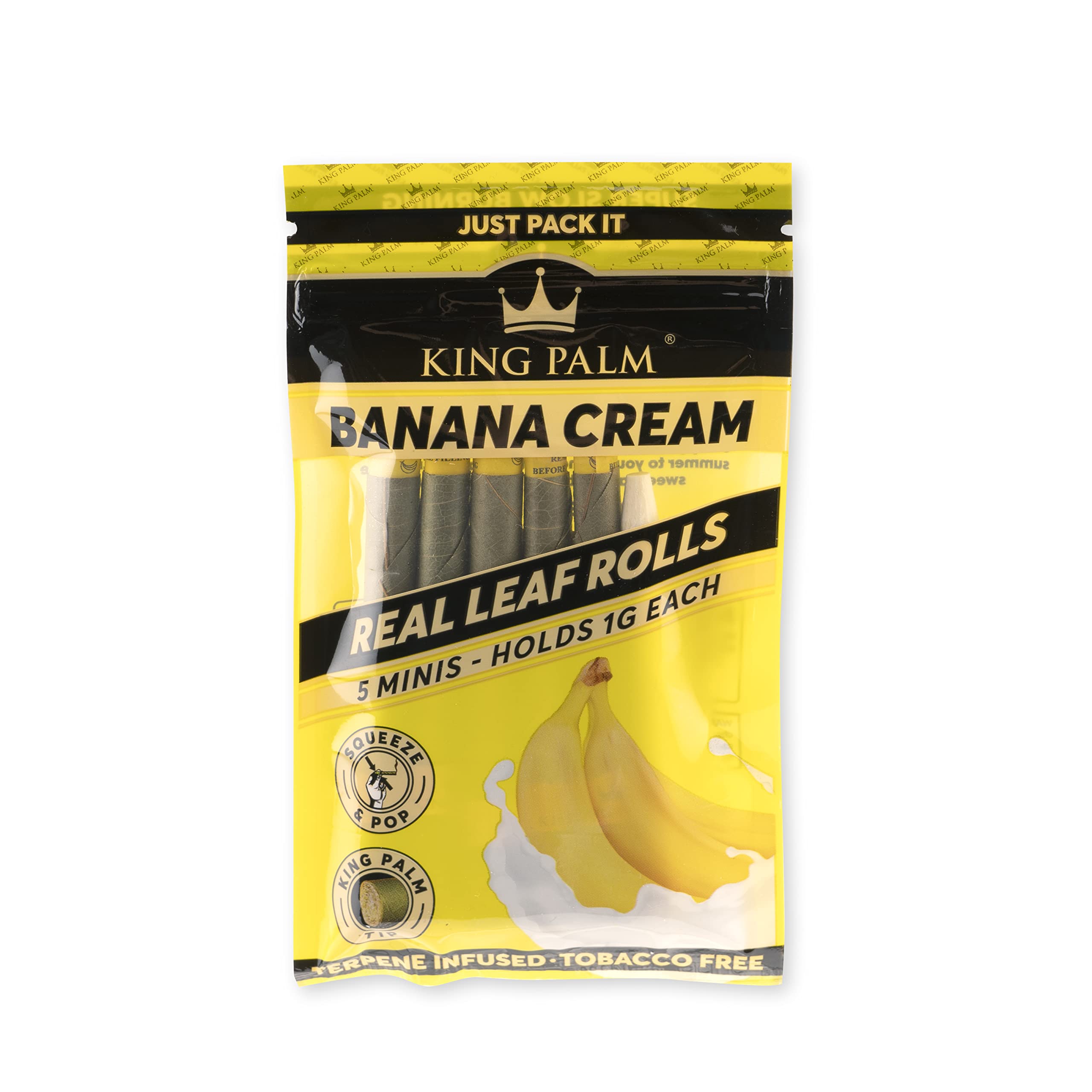 Organic King Palm Mini Pre-Rolled Cones - Natural Palm Leaf Wraps (Banana Cream Flavor, 5 Pack) | Smooth Smoking Experience for Relaxation & Social Gatherings