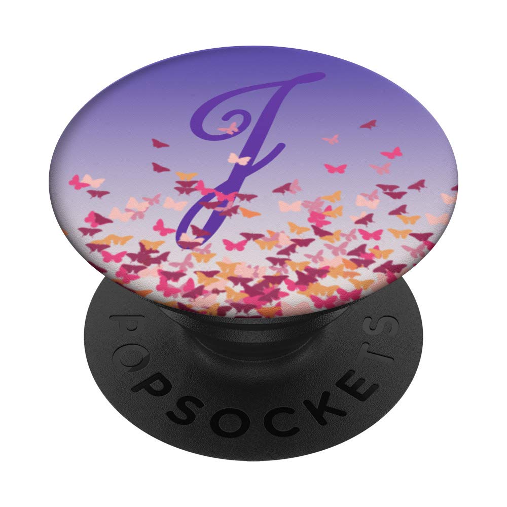 Personalized Letter J Monogram Butterfly Confetti Design on Purple Background - Perfect for Birthday Parties, Baby Showers & Wedding Decorations
