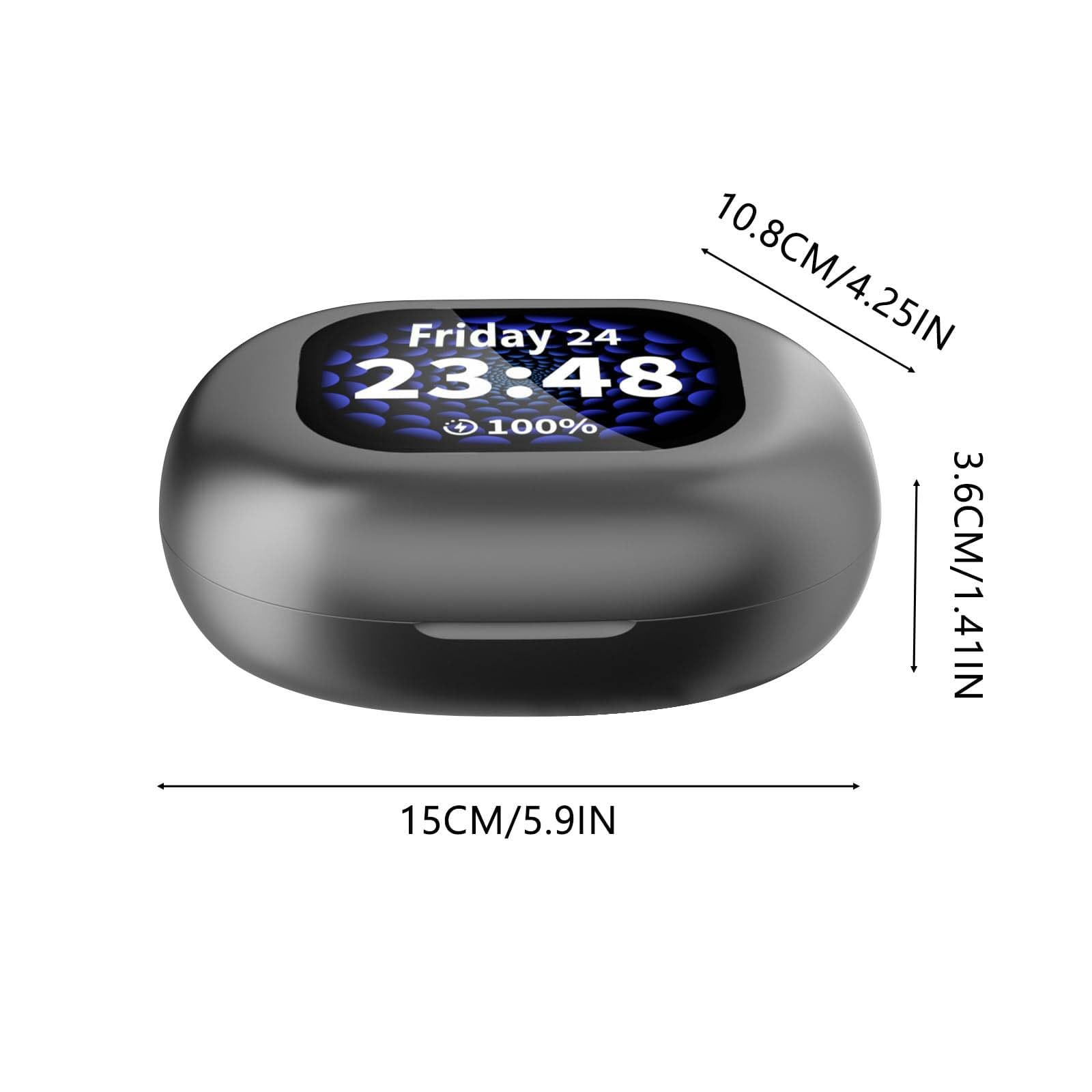 Smart Touch Screen Open-Ear Bluetooth Headphones - True Wireless Earbuds with Bluetooth 5.4, IPX5 Waterproof & LED Display - Perfect for Running, Cycling & Outdoor Activities (Black)