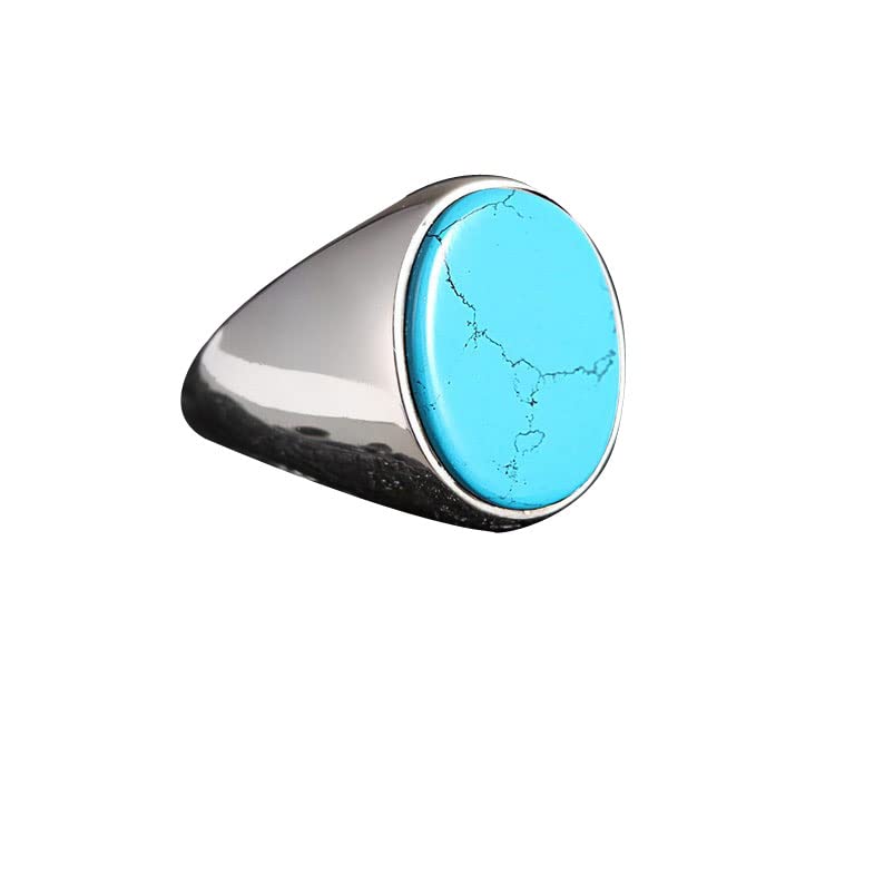 Turquoise Men's Signet Ring - Handcrafted Oval Sterling Silver Ring for Men - Durable & Stylish Jewelry Gift for Him - Perfect for Weddings, Anniversaries & Everyday Wear