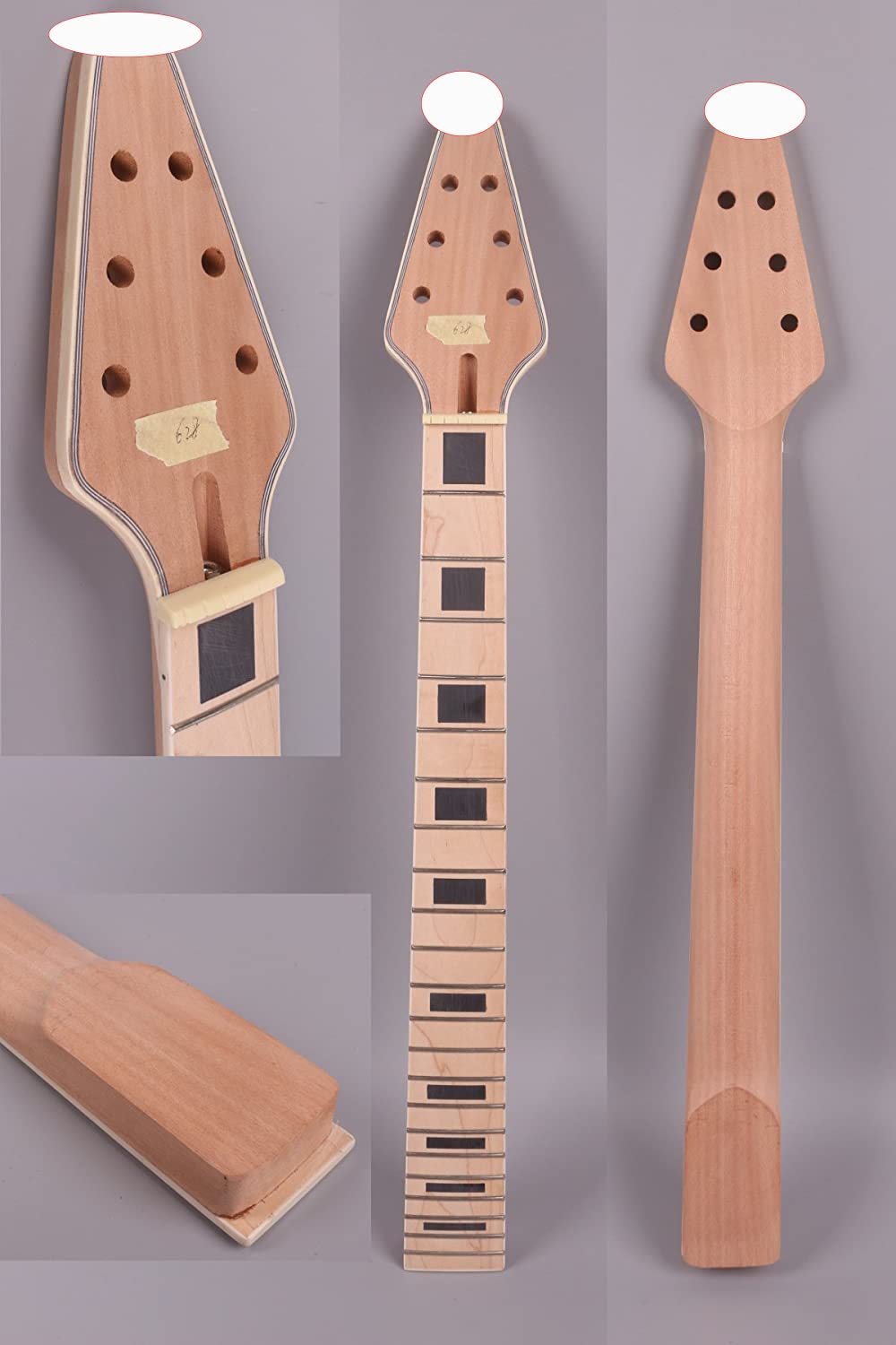 Yinfente Unfinished Electric Guitar Neck - 22 Frets, Maple & Mahogany Wood Replacement for Electric Guitars - Perfect for DIY Guitar Repair, Custom Builds, and Upgrades