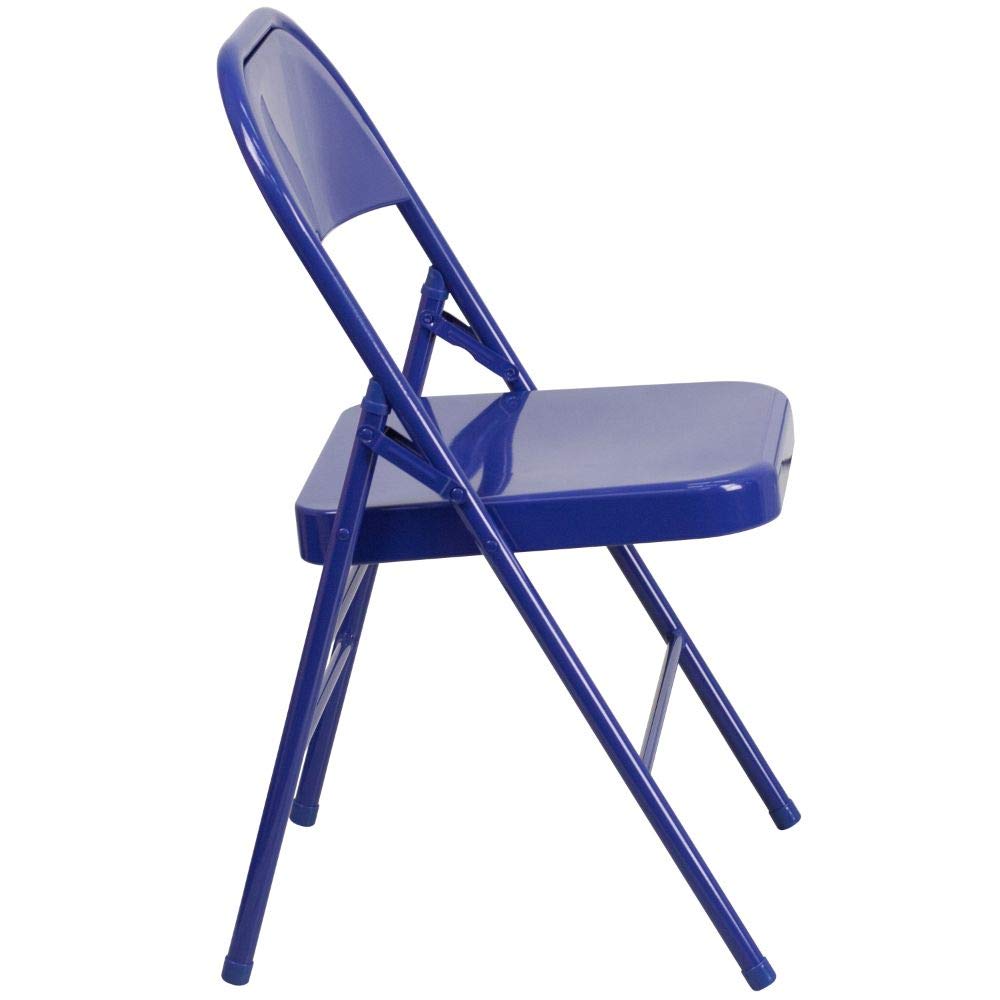 Flash Furniture 2-Pack HERCULES COLORBURST Series Cobalt Blue Metal Folding Chairs - Heavy Duty Triple Braced & Double Hinged for Indoor/Outdoor Events, Parties, Weddings, and Banquets
