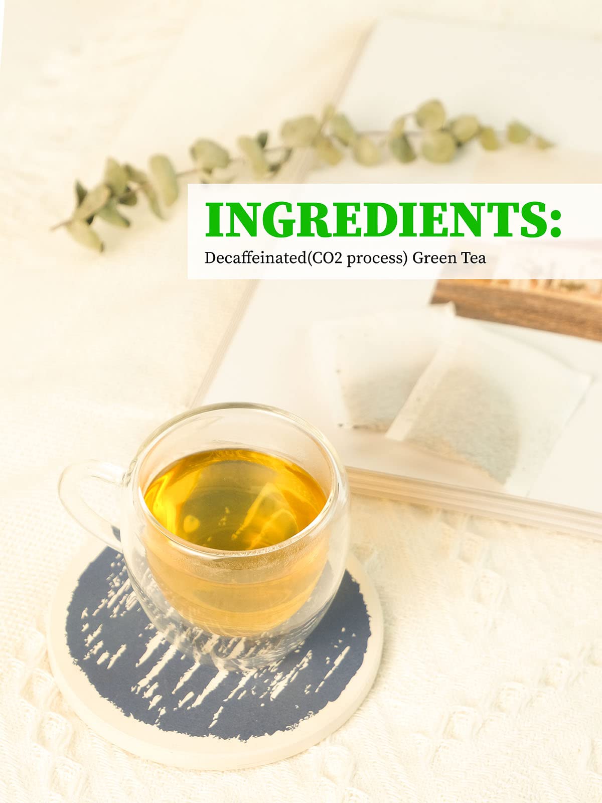 TeeLux Decaf Green Tea Bags | Pure Decaffeinated Green Tea with Super Antioxidants | 100 Count for Hot & Iced Tea | Perfect for Relaxation, Weight Loss & Daily Detox